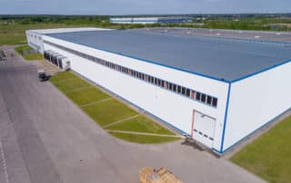 Warehouse building on a summer day