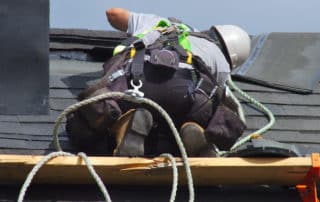 Man roofing security rope