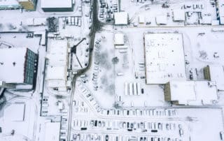 Aerial top view of snow